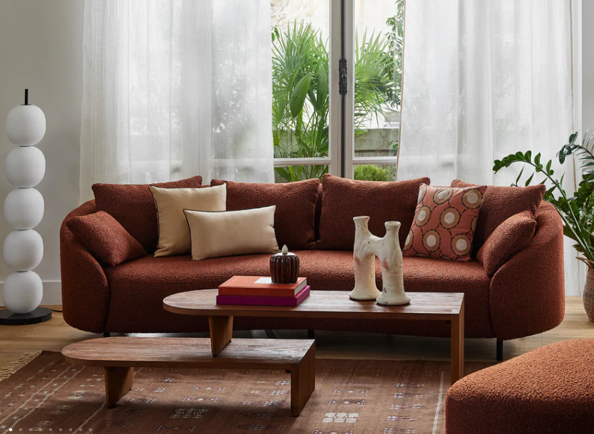 Canapé Julika orange brulée bouclé