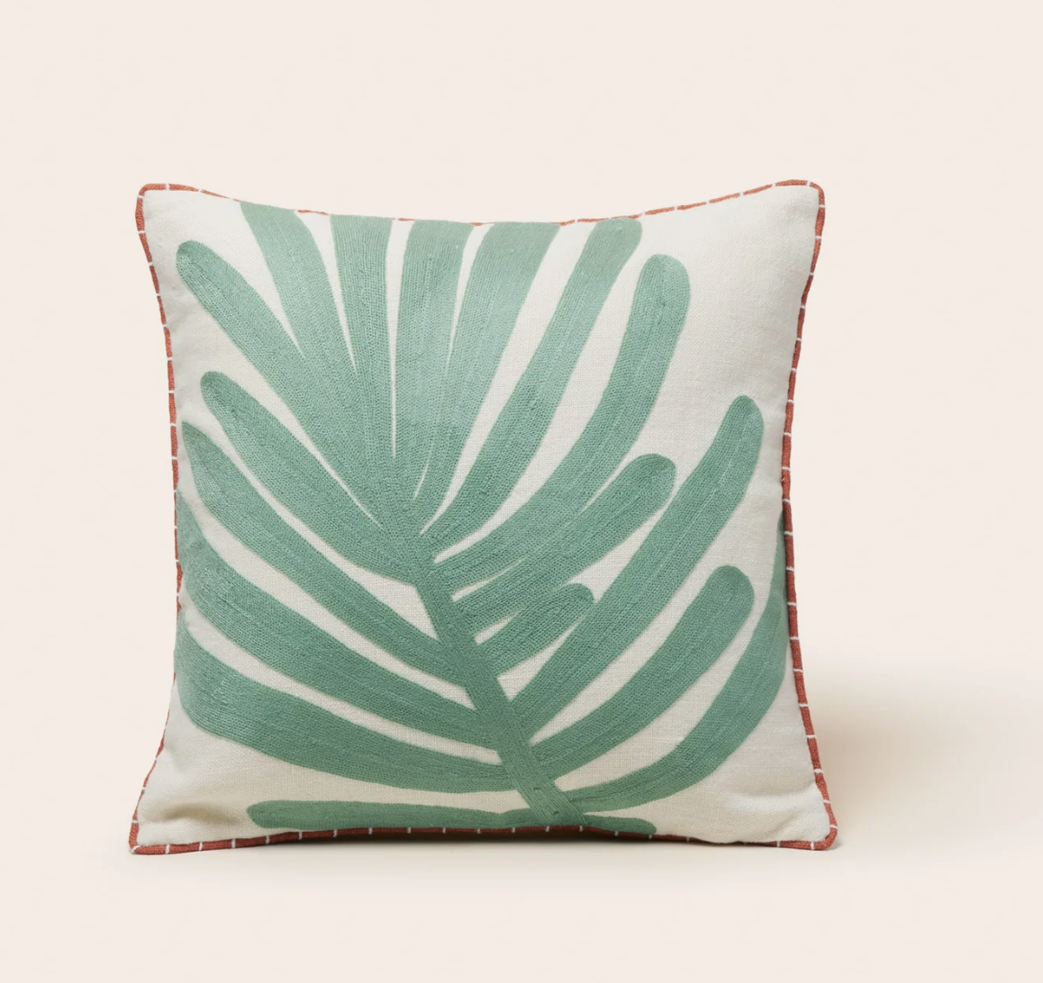 Housse de coussin Tropie ecru et vert